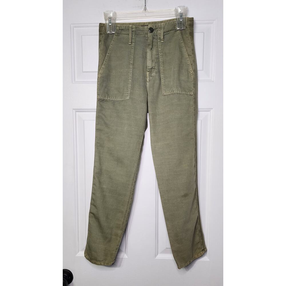 MOTHER Linen Army green The Shaker Chop Crop Pants Size‎ 23 Linen Blend